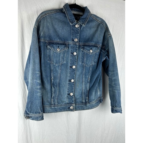 American Eagle Outfitters Womens Denim Jacket‎ Size XS Blue Cotton Distressed - Picture 4 of 11